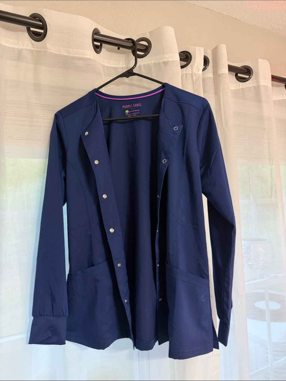 Purple Label by Healing Hands Women's XS Navy Snap-Front Lab Jacket (NEVER WORN)